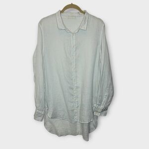 CP Shades Linen Button Front Tunic Shirt L Seasalt White